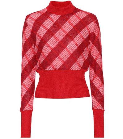 Checked mohair-blend sweater
