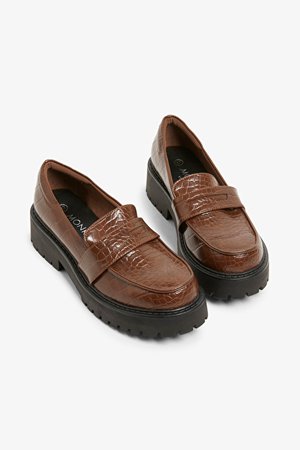Faux leather loafer - Brown - Shoes - Monki WW