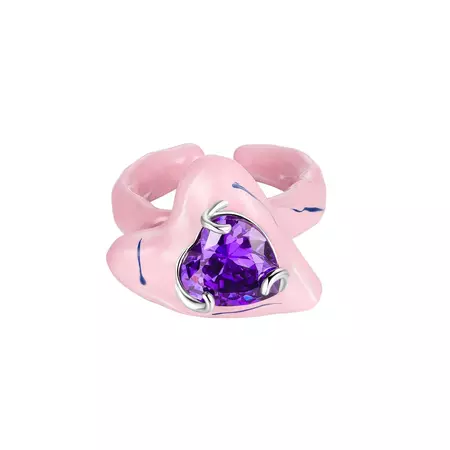 LOST IN ECHO Pink Heart Enamel Ring | MADA IN CHINA
