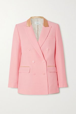 Pink Double-breasted satin-trimmed wool and silk-blend blazer | Casablanca | NET-A-PORTER