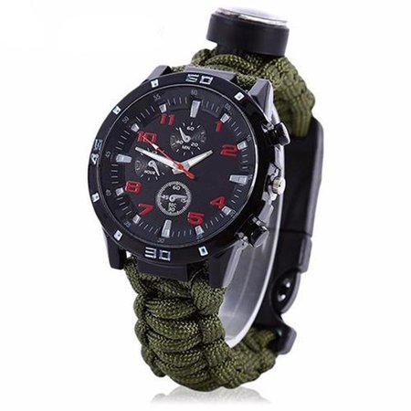 Edc Tactical Multi Outdoor Camping Survival Bracelet Watch Compass Rescue Rope Paracord Equipment-Camping Watch