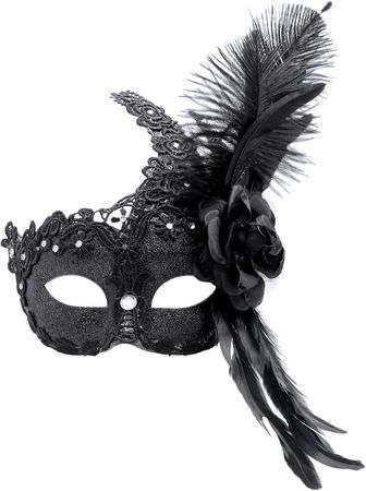 Amazon.com: Masquerade Mask Halloween Ball Mask Christmas Costume Party Mask With Feather : Clothing, Shoes & Jewelry