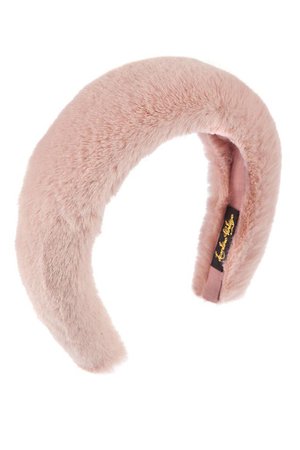 Faux fur padded headband, pink