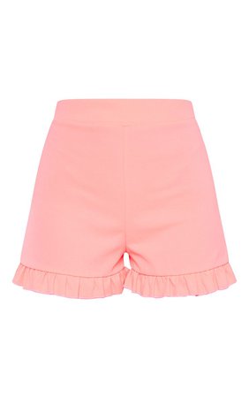 Neon Pink Frill Shorts | Shorts | PrettyLittleThing