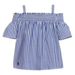 Polo Ralph Lauren - Girls Striped Cotton Shorts | Childrensalon