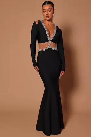 Vara Bandage Embellished Maxi Dress - Black | Fashion Nova, Luxe | Fashion Nova