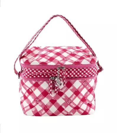 Chanel Lunch Box Shoulder Bag in Pink Gingham For Sale at 1stDibs | chanel lunchbox, box gingham bag, boxy gingham bag