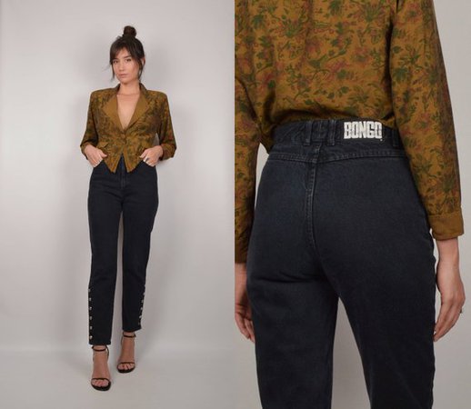 Vintage Black Bongo Jeans High Waist Denim | Etsy