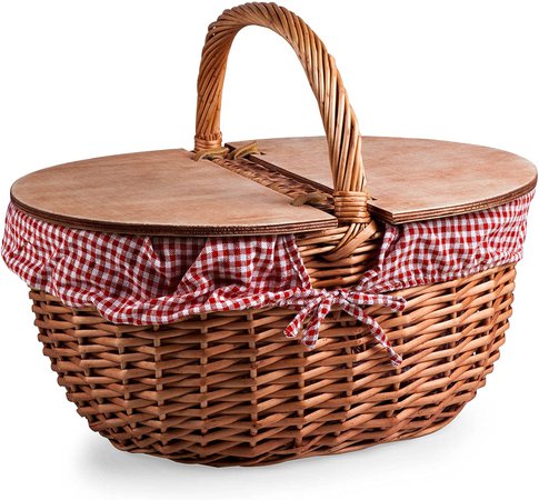 Amazon.com: Picnic Time 138-00-211-000-0 Country Picnic Basket with Liner, Navy/White Stripe, one size: Kitchen & Dining