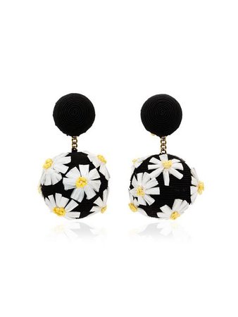 Rebecca De Ravenel black daisy-appliqué drop earrings $295 - Buy Online - Mobile Friendly, Fast Delivery, Price