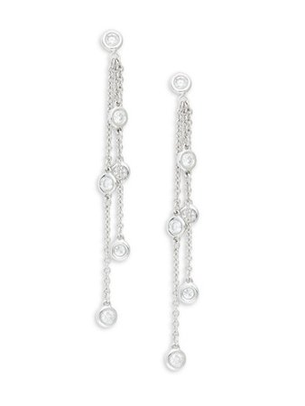 Diana M Jewels 14K White Gold & 0.50 TCW Diamond Multi-Chain Drop Earrings on SALE | Saks OFF 5TH