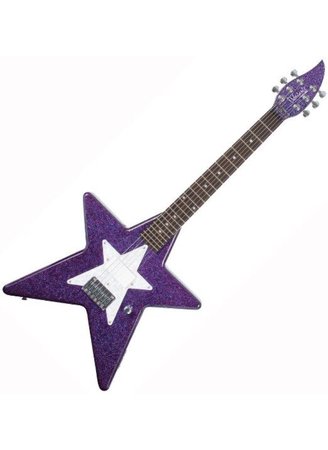 purple glitter 80s star guitar png filler