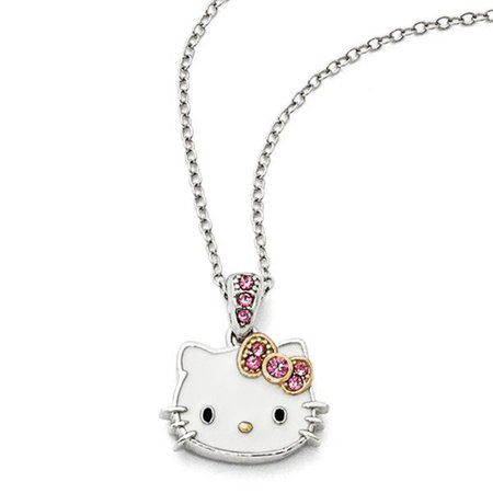 Sterling Silver Enameled Gold Plated Sparkle Hello Kitty Necklace – BodyCandy