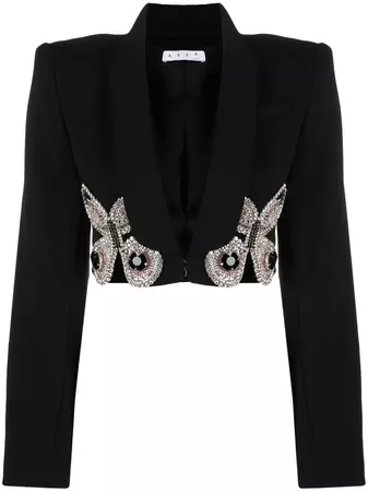 AREA butterfly-embroidered Cropped Blazer - Farfetch