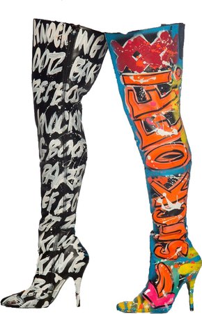 Thigh High Graffiti Boots