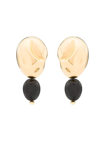 Monica Sordo 24kt gold plated onyx Oriente earrings