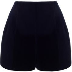 Carven Navy Velvet Shorts Blue