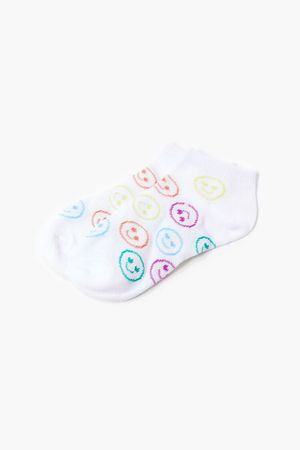 Girls Happy Face Print Ankle Socks (Kids)