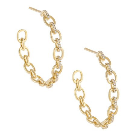 Diamond Chain Link Hoop Earring 14K | Adina's Jewels