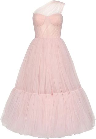 Amazon.com: Women's One Shoulder Long Tulle Puffy Sleeve Prom Dresses Formal Evening Gown A Line Tea Length Formal Party Gowns : Clothing, Shoes & Jewelry