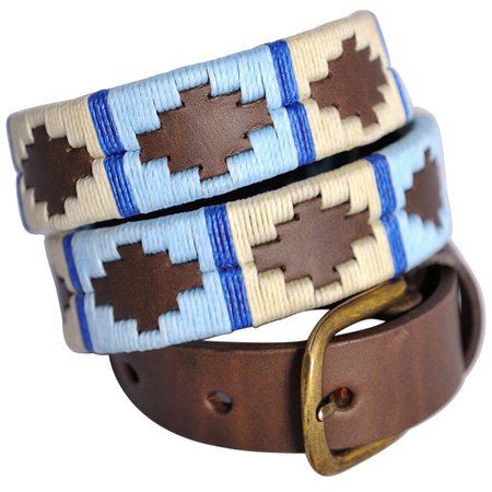 Narrow Polo belt - pale blue/white/blue stripe - narrow polo belts - Belts - Pioneros