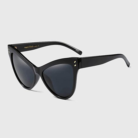 RG Solid Oversized Cat Eye Sunglasses | 6 Options: Black, Black Leopar – andStretch