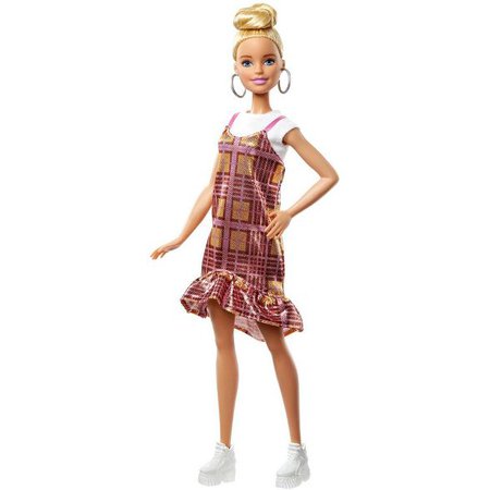 ​Barbie Fashionistas Doll - Pink & Golden Plaid Dress : Target
