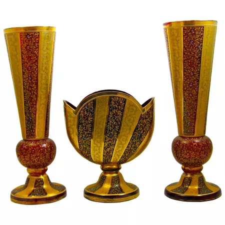 Rare Monumental Museum Quality MOSER Ruby Red Enamelled Set Comprising : Grand Tour Antiques | Ruby Lane