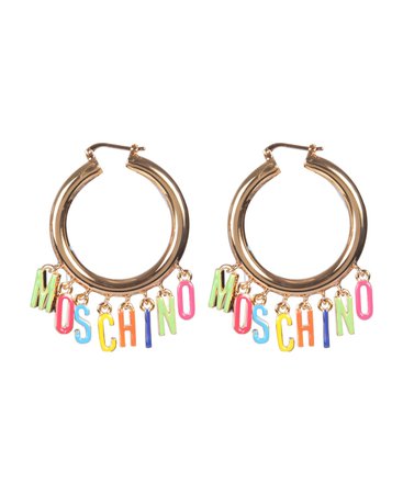 Moschino Lettering Logo Charms Hoop Earrings | italist