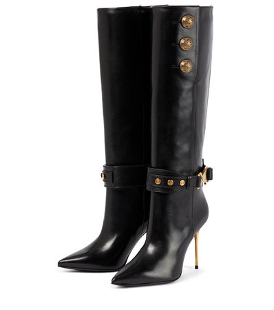 Balmain - Robin leather boots | Mytheresa