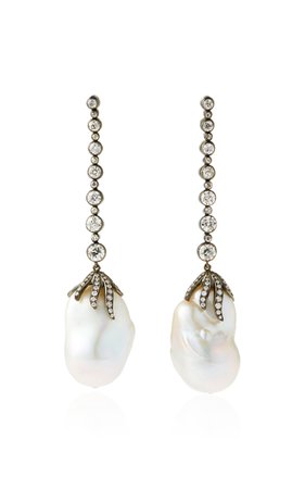 Freshwater Pearl and Diamond Earrings by Mindi Mond | Moda Operandi