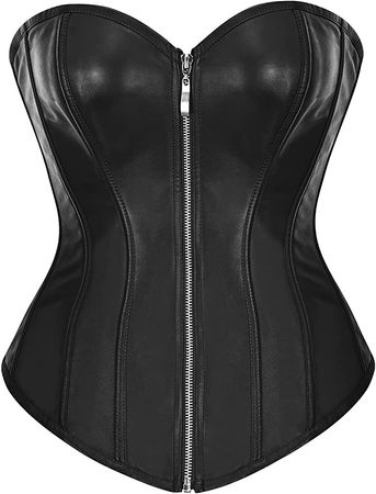 Amazon.com: bslingerie® Womens Faux Leather Zipper Front Bustier Corset Top: Clothing, Shoes & Jewelry