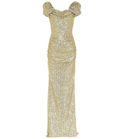 DOLCE & GABBANA Sequined puff-sleeve gown - mytheresa.com