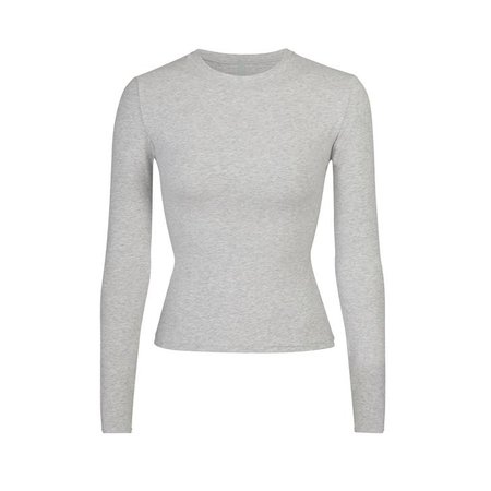 Cotton Jersey Long Sleeve T-Shirt - Brick | SKIMS