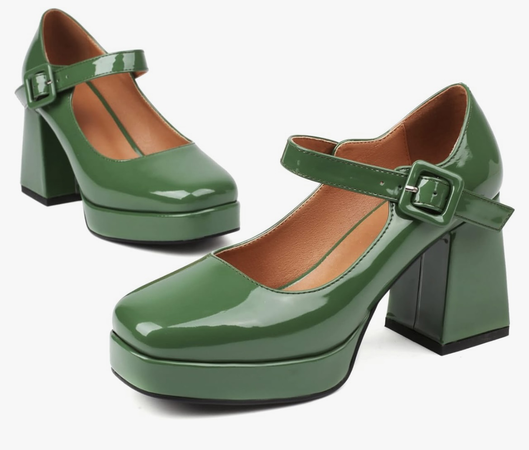 green mary jane heels