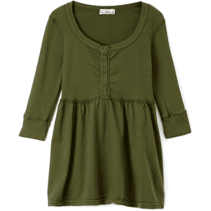 Olive Button-Front Empire-Waist Top  PNG