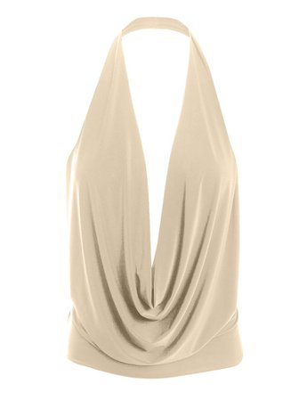 Lightweight Sexy Low Cut Halter Top with Stretch | LE3NO cream