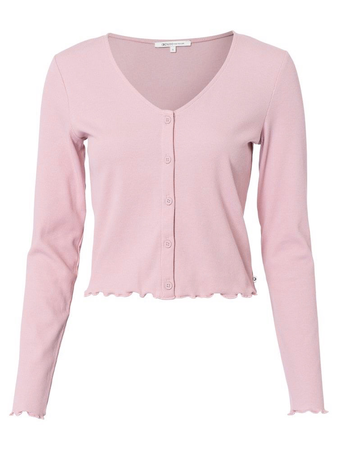 Pink Frilled Long Sleeve Button Up Cardigan