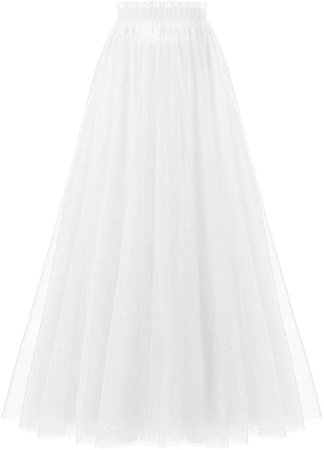 OBBUE Women's A Line Tulle Party Evening Tutu Skirts Tea Length White-S/M at Amazon Women’s Clothing store