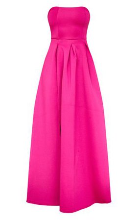 Hot Pink Scuba Bandeau Maxi Dress | Dresses | PrettyLittleThing