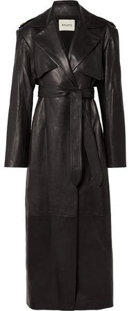 Blythe Leather Trench Coat - Black