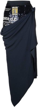 asymmetric sequin wrap skirt