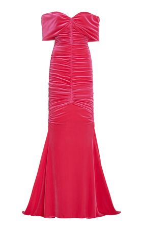 Ruched Off-The-Shoulder Velvet Gown By Monique Lhuillier | Moda Operandi
