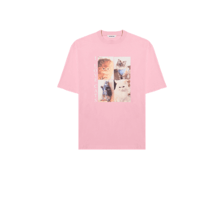BALENCIAGA - I Love Cats XL T-shirt in pink and multicolor vintage jersey