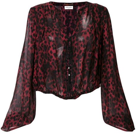 leopard print lace front blouse