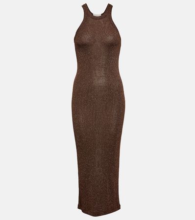Deruita Metallic Mesh Midi Dress in Brown - Sportmax | Mytheresa