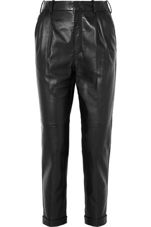 SAINT LAURENT | Leather straight-leg pants | NET-A-PORTER.COM