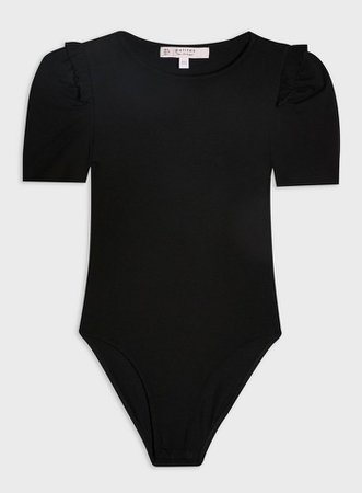 PETITE Black Puff Sleeve Bodysuit | Miss Selfridge