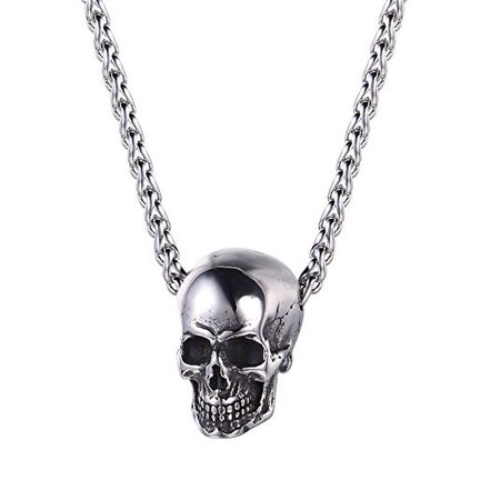 U7 Men Silver Black Gothic Skull Necklace Stainless Steel Chain Pendant, 22" (A.Stainless, 20) | Amazon.com