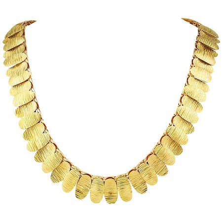 1960s Green and Pink Gold Link Necklace For Sale at 1stdibs